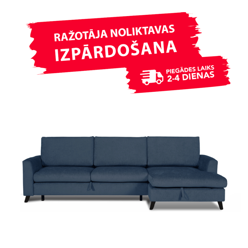 Sofa MARIO SLEEPING (Dešinysis kampas, ištraukiamas)(Mėlynas)